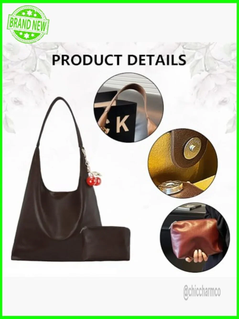Large Vegan Leather Hobo Bag Crossbody Tote Shoulder Purse Slouchy Retro